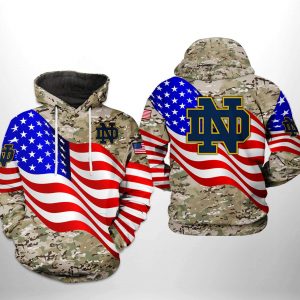 Notre Dame Fighting Irish NCAA US Flag Camo Veteran 3D Printed Hoodie/Zipper Hoodie