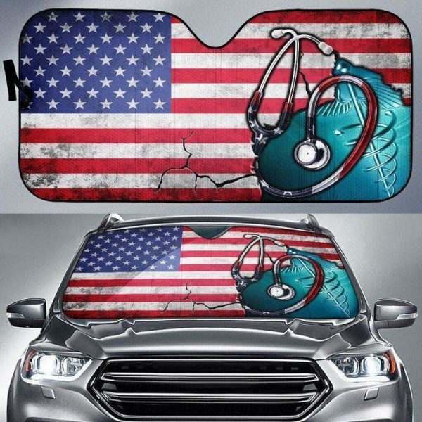 Nurse American Flag Car Auto Sun Shade