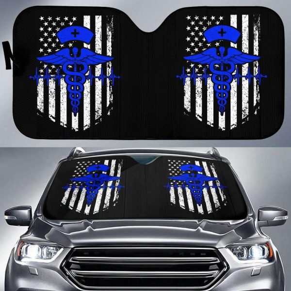 Nurse Flag Blue Symbols Car Auto Sun Shade