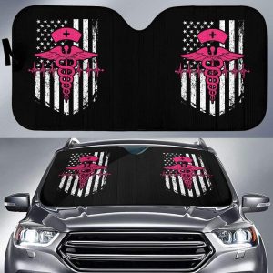 Nurse Flag Pink Symbol Car Auto Sun Shade