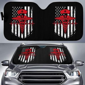 Nurse Flag Red Symbol Car Auto Sun Shade