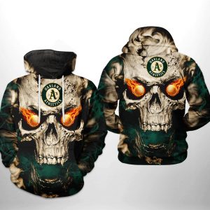 Oakland Athletics MLB Skull 3D Printed Hoodie/Zipper Hoodie