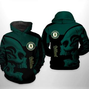 Oakland Athletics MLB Skull 3D Printed Hoodie/Zipper Hoodie