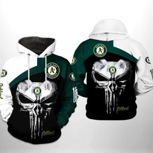 Oakland Athletics MLB Skull Punisher 3D Printed Hoodie/Zipper Hoodie
