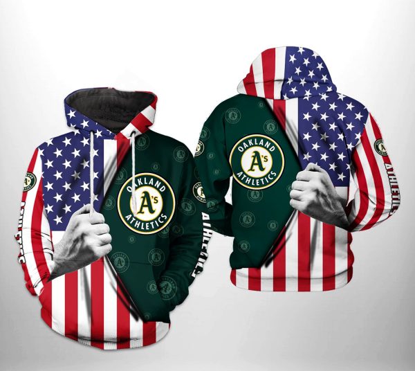 Oakland Athletics MLB US Flag 3D Printed Hoodie/Zipper Hoodie