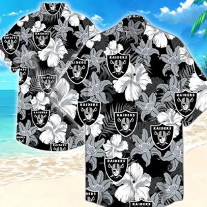 Oakland Raiders Flower Hawaiian Shirt Summer Button Up