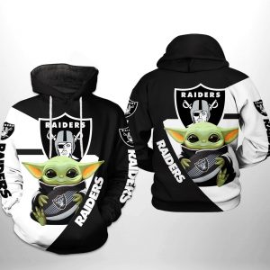 Oakland Raiders NFL Baby Yoda Team 3D Printed Hoodie/Zipper Hoodie