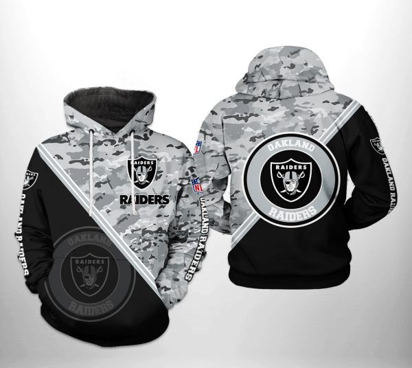 Oakland Raiders NFL Camo Team 3D Printed Hoodie/Zipper Hoodie