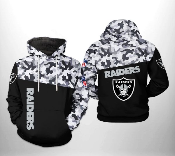 Oakland Raiders NFL Camo Veteran Team 3D Printed Hoodie/Zipper Hoodie