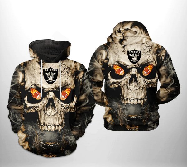 Oakland Raiders NFL Skull Team 3D Printed Hoodie/Zipper Hoodie
