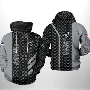 Oakland Raiders NFL Team Pattern Mix 3D Printed Hoodie/Zipper Hoodie