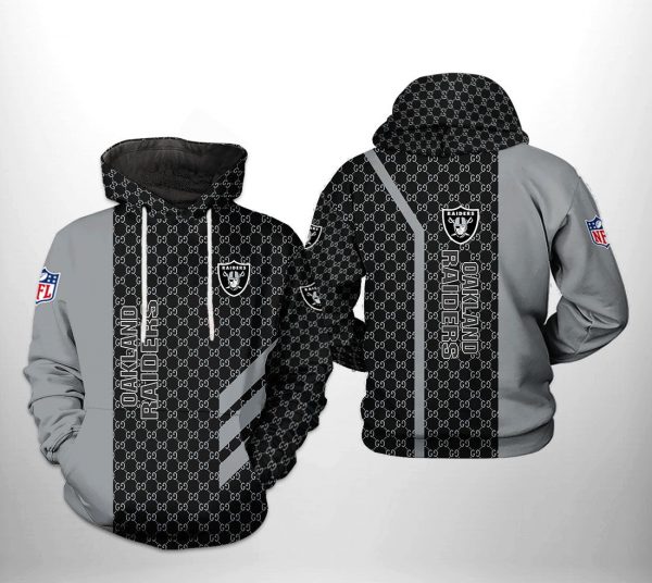 Oakland Raiders NFL Team Pattern Mix 3D Printed Hoodie/Zipper Hoodie