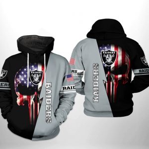 Oakland Raiders NFL US Flag Skull Team 3D Printed Hoodie/Zipper Hoodie