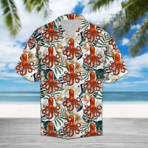Octopus Flower Hawaiian Shirt Summer Button Up