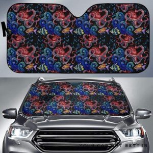 Octopus Sea Wave Tropical Fishe Pattern Car Auto Sun Shade