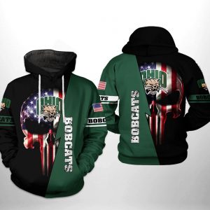 Ohio Bobcats NCAA US Flag Skull 3D Printed Hoodie/Zipper Hoodie