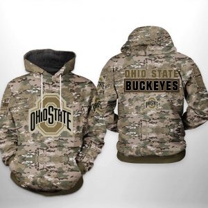 Ohio State Buckeyes NCAA Camo Veteran 3D Printed Hoodie/Zipper Hoodie