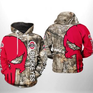 Ohio State Buckeyes NCAA Camo Veteran Hunting 3D Printed Hoodie/Zipper Hoodie