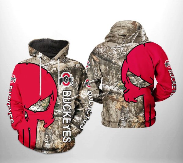 Ohio State Buckeyes NCAA Camo Veteran Hunting 3D Printed Hoodie/Zipper Hoodie