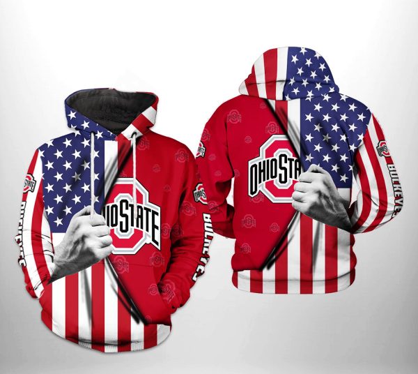Ohio State Buckeyes NCAA US Flag 3D Printed Hoodie/Zipper Hoodie