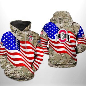 Ohio State Buckeyes NCAA US Flag Camo Veteran 3D Printed Hoodie/Zipper Hoodie