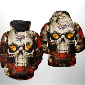 Oklahoma City Thunder NBA Skull 3D Printed Hoodie/Zipper Hoodie