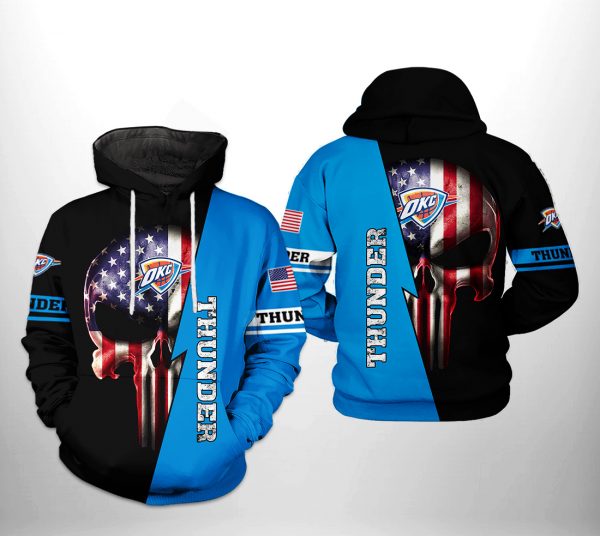 Oklahoma City Thunder NBA US Flag Skull Team 3D Printed Hoodie/Zipper Hoodie