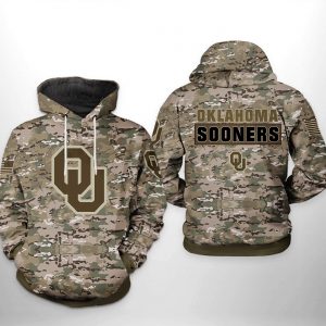 Oklahoma Sooners NCAA Camo Veteran 3D Printed Hoodie/Zipper Hoodie