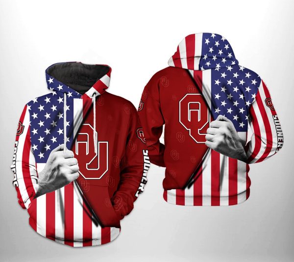Oklahoma Sooners NCAA US Flag 3D Printed Hoodie/Zipper Hoodie