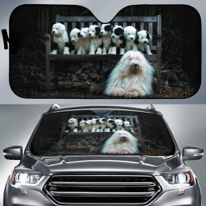 Old english sheepdog car Car Auto Sun Shade