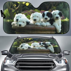 Old english sheepdog puppy Car Auto Sun Shade