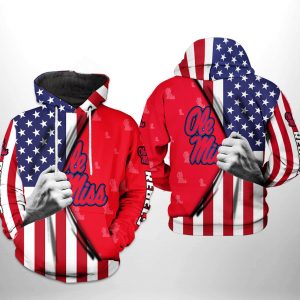 Ole Miss Rebels NCAA US Flag 3D Printed Hoodie/Zipper Hoodie