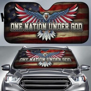 One Nation Under God American Flag Day Car Auto Sun Shade