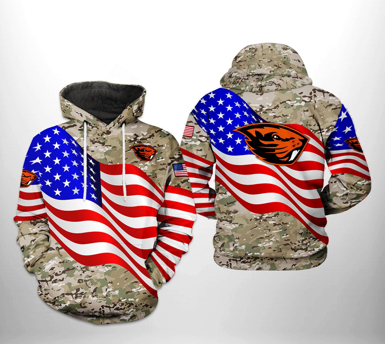 Oregon State Beavers NCAA US Flag Camo Veteran 3D Printed Hoodie/Zipper Hoodie Oregon State Beavers NCAA US Flag Camo Veteran 3D Printed Hoodie/Zipper Hoodie