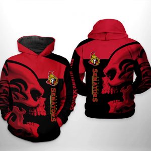 Ottawa Senators NHL Skull 3D Printed Hoodie/Zipper Hoodie