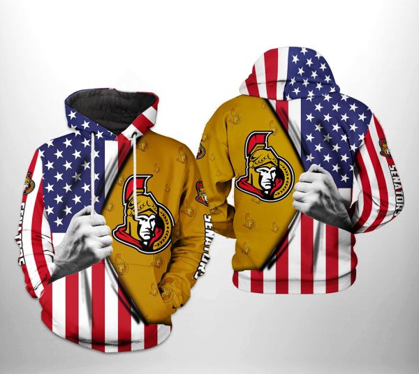 Ottawa Senators NHL US FLag 3D Printed Hoodie/Zipper Hoodie