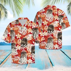 Otter Palm Leaves Hawaiian Shirt Summer Button Up