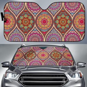 Oval Bohemian Mandala Patchwork Car Auto Sun Shade