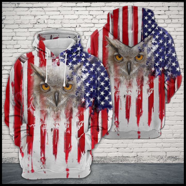 Owl Usa Flag 3D Printed Hoodie/Zipper Hoodie Owl Usa Flag 3D Printed Hoodie/Zipper Hoodie