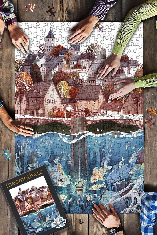Painting Houses And The Well Jigsaw Puzzle Set Painting Houses And The Well Jigsaw Puzzle Set