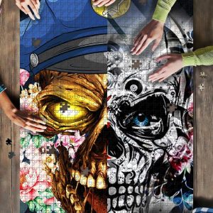 Painting Police Officer Skull Jigsaw Puzzle Set