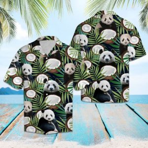 Panda Coconut Tropical Hawaiian Shirt Summer Button Up