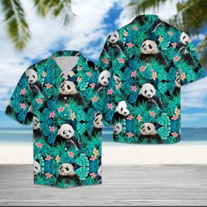 Panda Tropical Hawaiian Shirt Summer Button Up