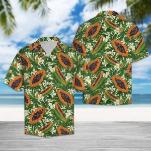 Papaya Tropical Hawaiian Shirt Summer Button Up