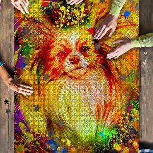 Papillon Dog Colorful Jigsaw Puzzle Set