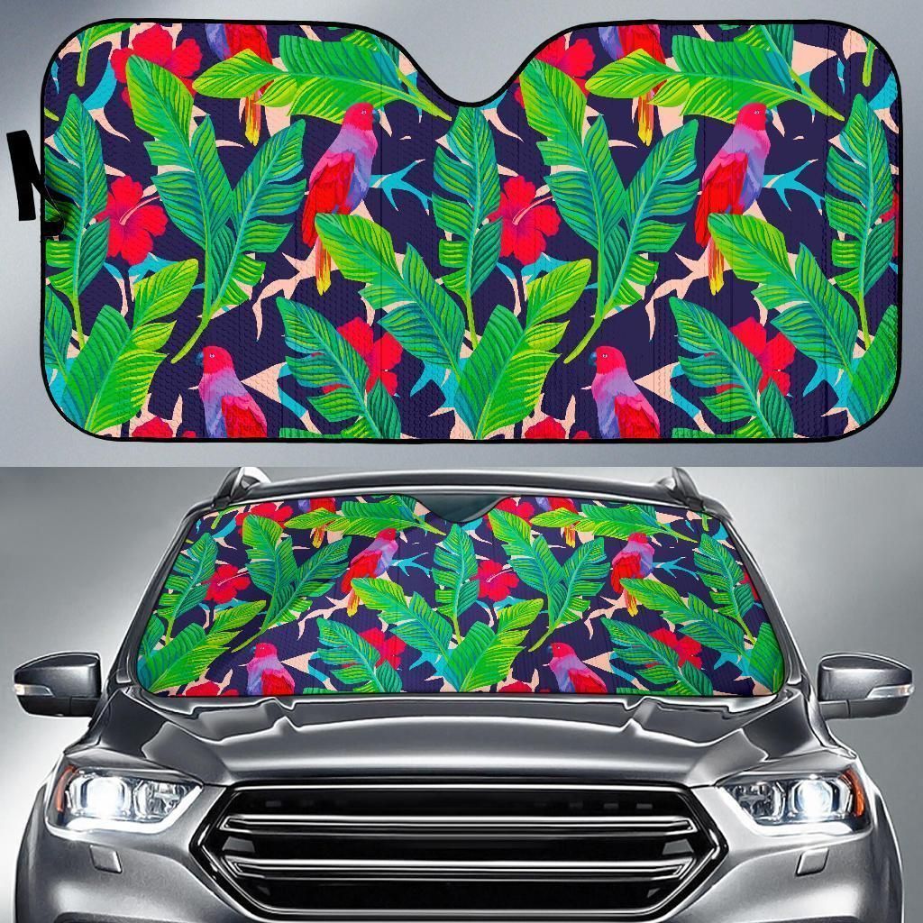 Parrot Banana Leaf Hawaii Car Auto Sun Shade Parrot Banana Leaf Hawaii Car Auto Sun Shade
