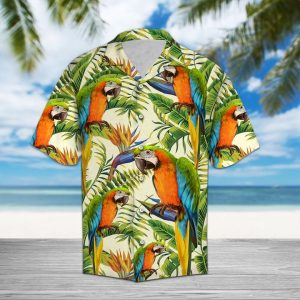 Parrot Banana Palm Hawaiian Shirt Summer Button Up