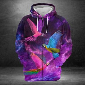 Parrot Purple Sky 3D Printed Hoodie/Zipper Hoodie