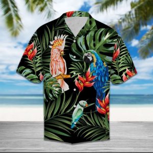 Parrot Tropical Hawaiian Shirt Summer Button Up