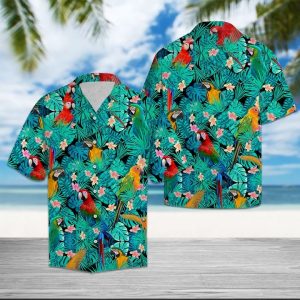 Parrot Tropical Hawaiian Shirt Summer Button Up